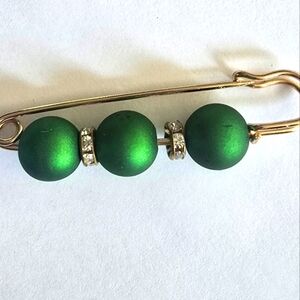 EMERALD GREEN  RHINESTONE BROOCH SWEATER PIN JEWELRY  ACCESSORY  SEE PICS FOR...
